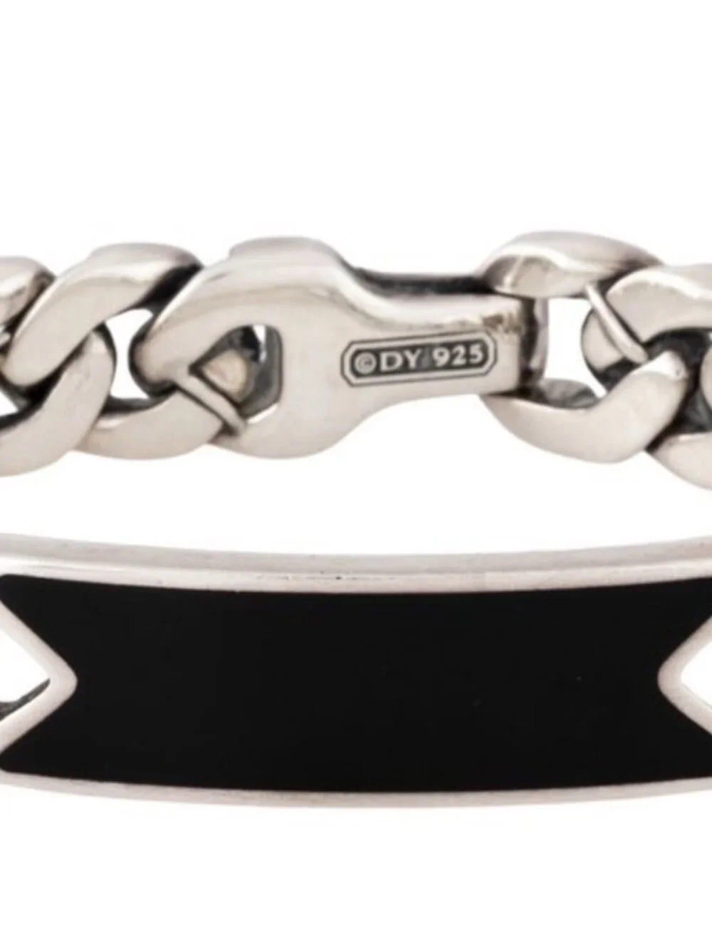 DAVID YURMAN STERLING SILVER 925 ONYX CURB CHAIN ID BRACELET